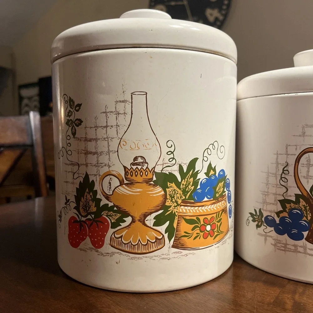 Vintage - Set Of 4 - Ransburg Metal Tin Canisters Made In USA